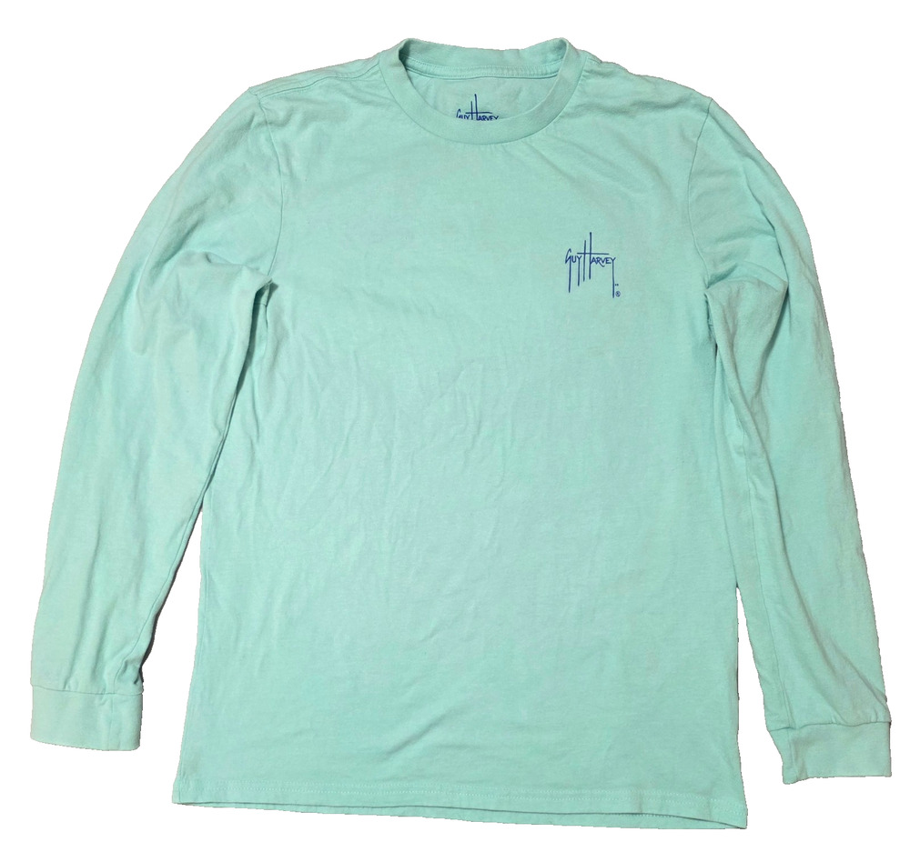 Guy Harvey Long Sleeve Shirt Teal Blue S/P Originals Offshore Sportfish Boat Tee